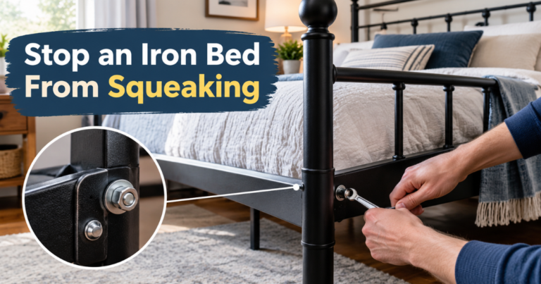 Learn how to stop an iron bed from squeaking by fixing loose bolts, reducing metal friction, checking floor contact, and stabilizing the frame.