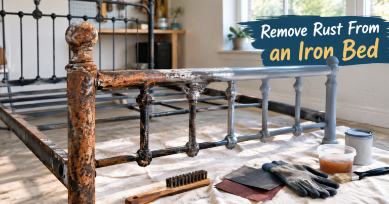 Learn how to remove rust from an iron bed with simple cleaning, sanding, rust treatment, priming, and painting steps to restore and protect the frame.