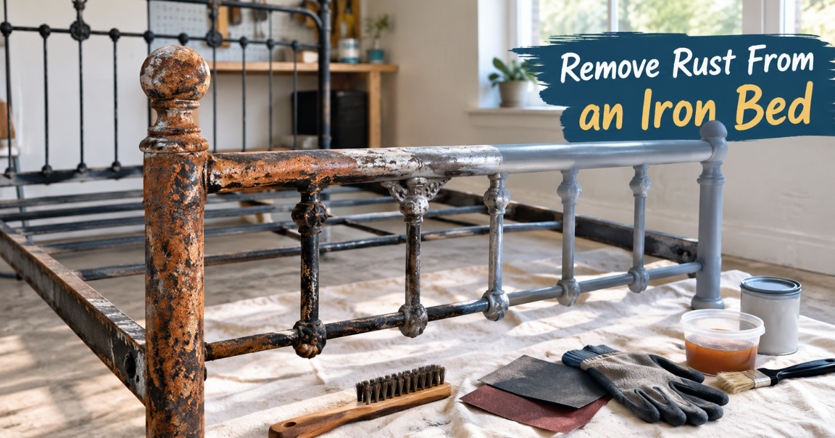 Learn how to remove rust from an iron bed with simple cleaning, sanding, rust treatment, priming, and painting steps to restore and protect the frame.