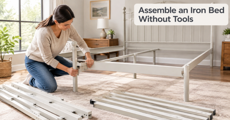 Learn how to assemble an iron bed frame without tools with simple steps for connecting rails, supports, and slats for a stable, secure bed.