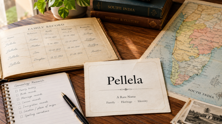Pellela name shown in a historical genealogy and South India research setting